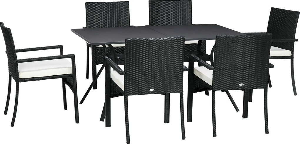 Outsunny Set de 7 Piese din Ratan pentru Luat Masa, Set de Mese | Aosom Romania