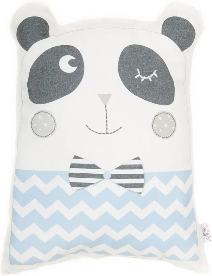 Pernă din amestec de bumbac pentru copii Mike & Co. NEW YORK Pillow Toy Panda, 25 x 36 cm, albastru