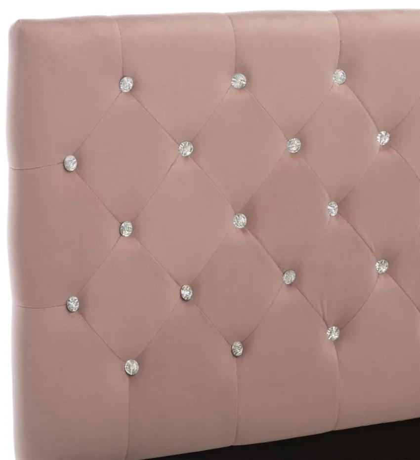 Cadru de pat, roz, 160 x 200 cm, material textil Roz, 160 x 200 cm