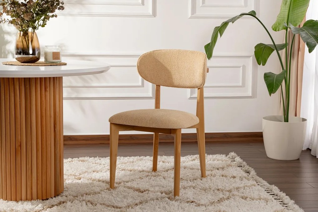 Set de scaune de sufragerie Lionte Beige și LightOak, 2 bucăți