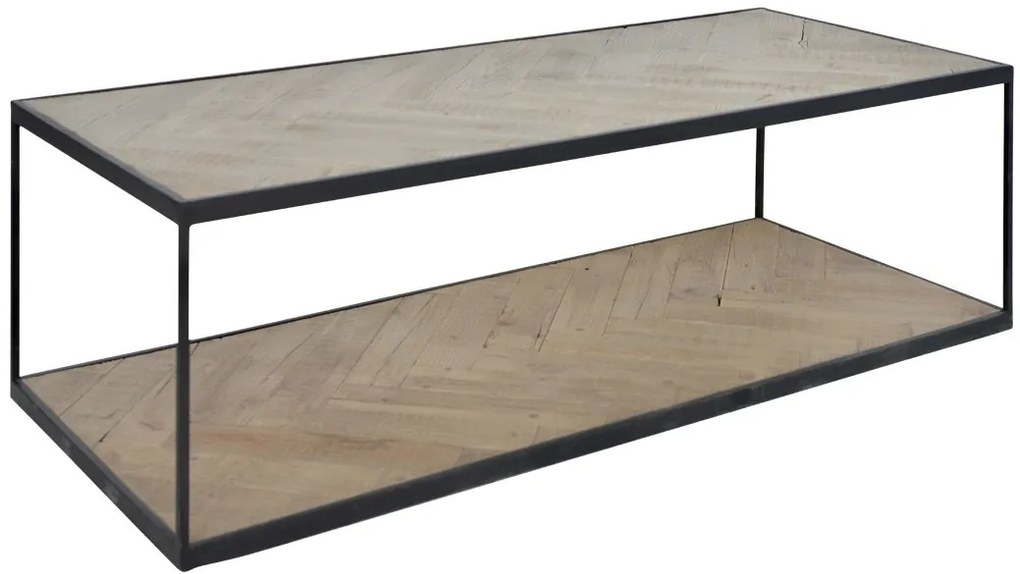 Masuta de cafea, natur, din lemn reciclat si metal, L120 cm, Versailles