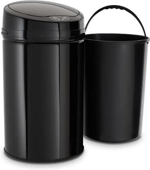 Cos de gunoi, otel inoxidabil, negru, 57 x 31 x 31 cm