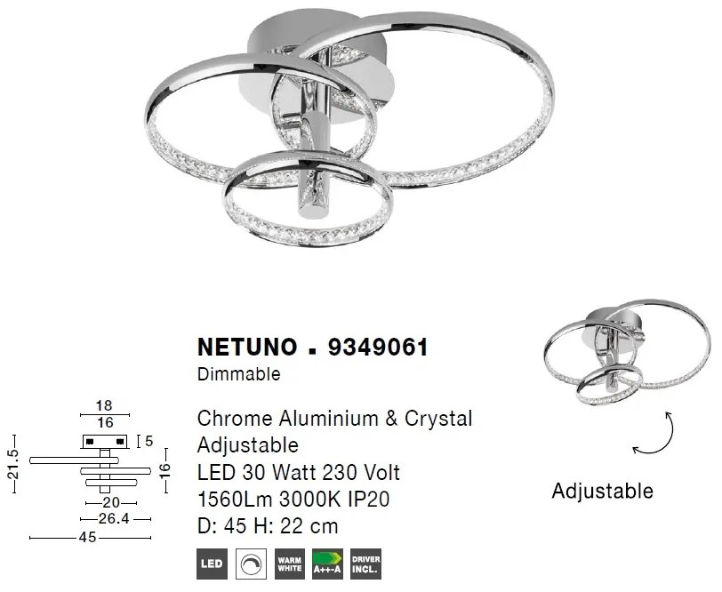 Lustra LED aplicata design modern circular ajustabil NETUNO 30W NVL-9349061