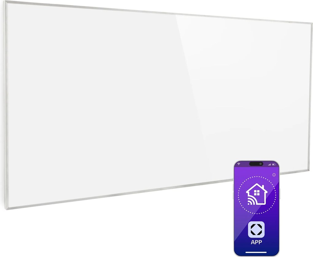 Klarstein Wonderwall 720 Smart, , încălzitor cu infraroșu, 120 x 60 cm, 720 W, temporizator săptămânal, IP24, alb