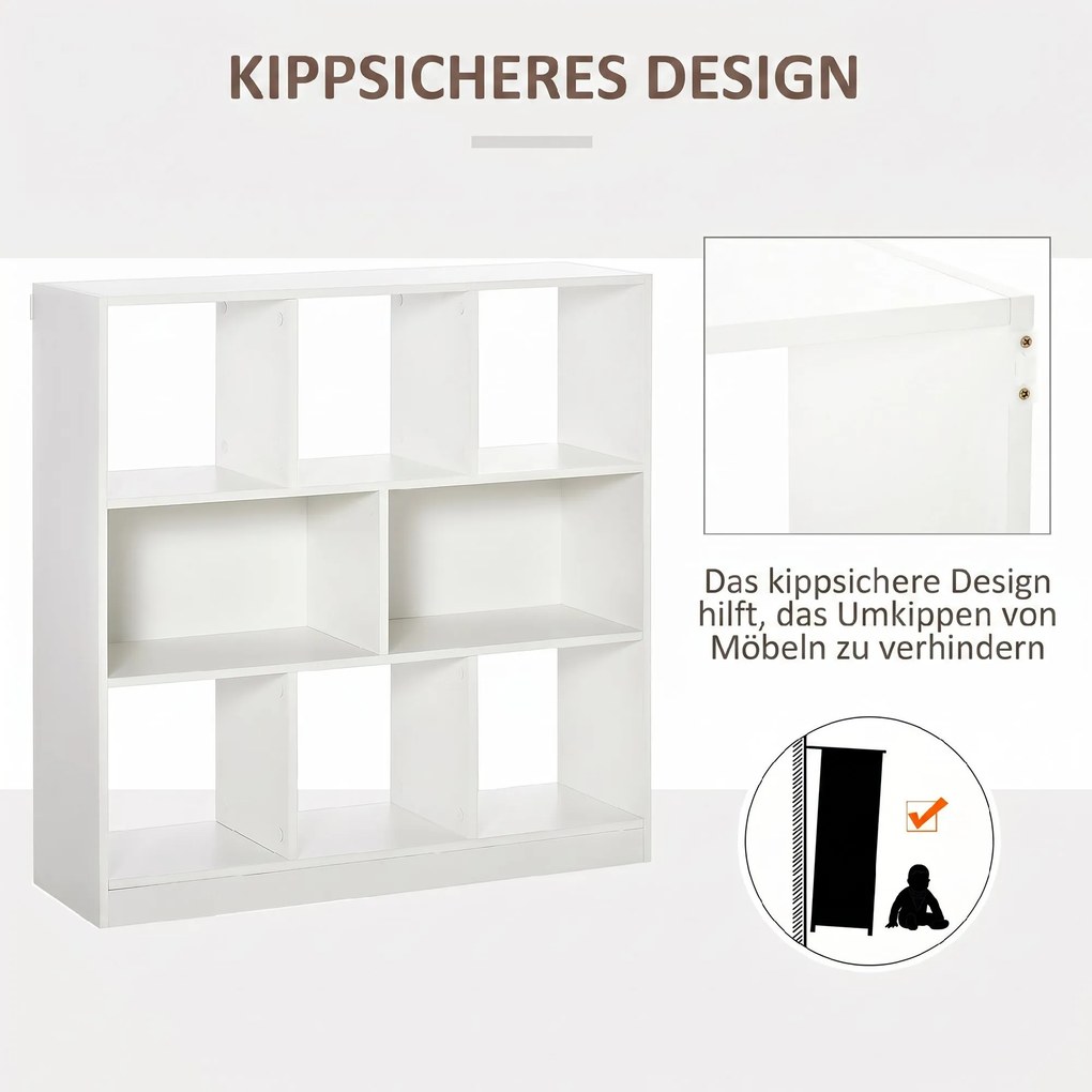 HOMCOM Bibliotecă Raft cu 8 Compartimente, Bibliotecă Modernă pentru Camera de Zi, Dormitor, Birou, 97.5x30x100 cm, Alb | Aosom Romania