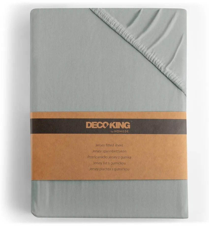 Cearceaf gri deschis din jerseu cu elastic 220x200 cm Amber – Restilo