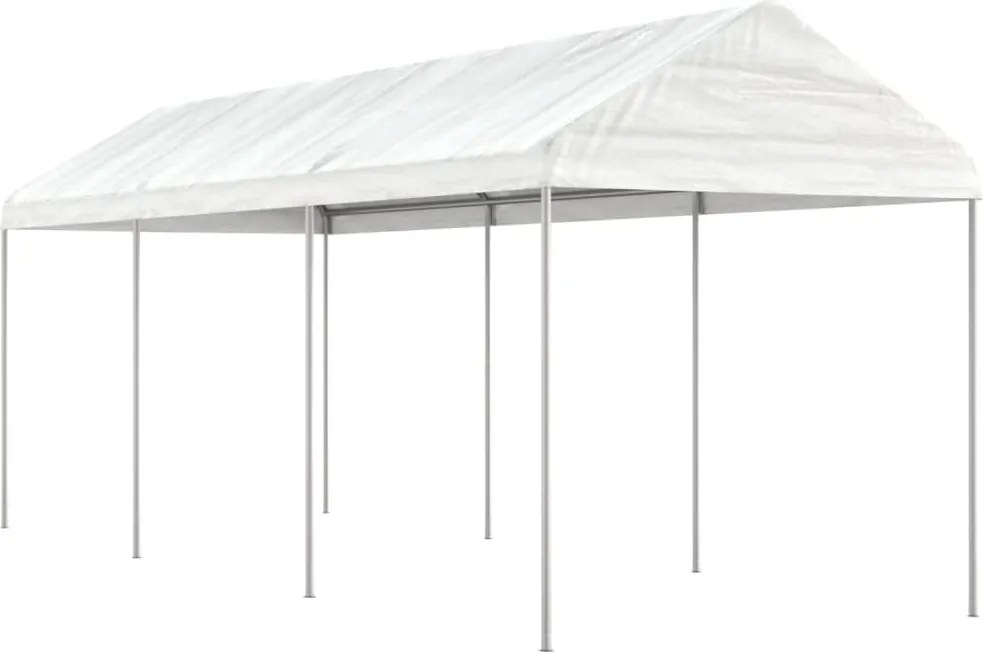 vidaXL Foișor cu acoperiș, alb, 6,69x2,28x2,69 m, polietilenă