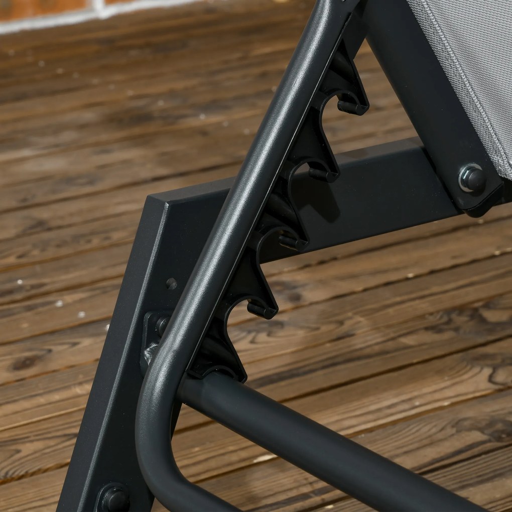 Outsunny Șezlong de soare din aluminiu și textilenă cu roți și pernă pentru cap, spătar reglabil gri deschis | Aosom Romania