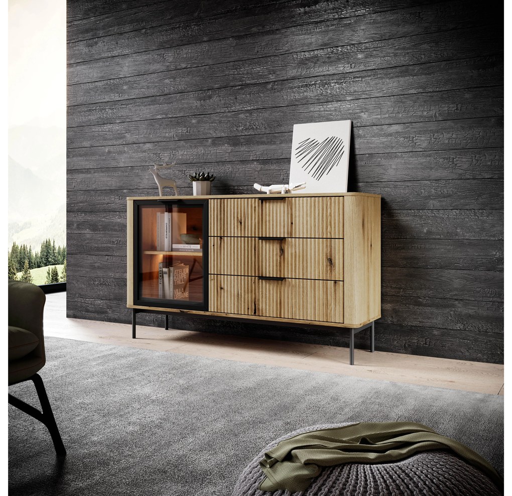 Comodă Wilsire II (stejar coast evoke + negru). 1097500