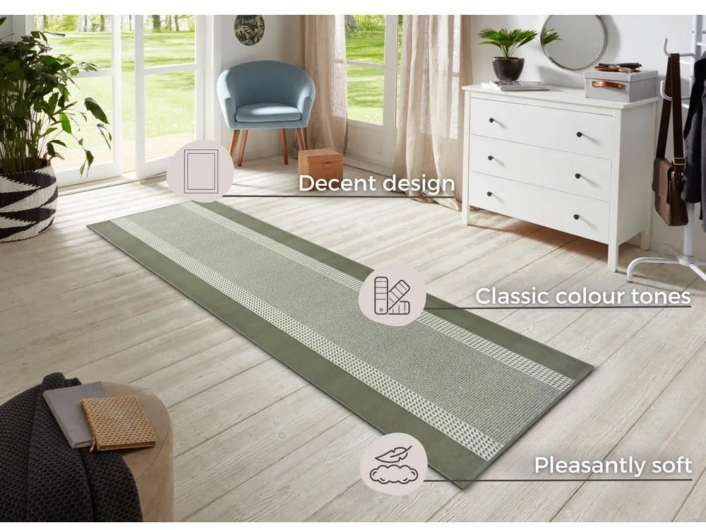 Covor tip traversă verde 80x200 cm Band – Hanse Home