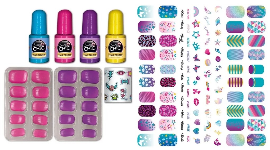 Set de lacuri de unghii Clementoni Crazy CHIC care strălucesc în întuneric