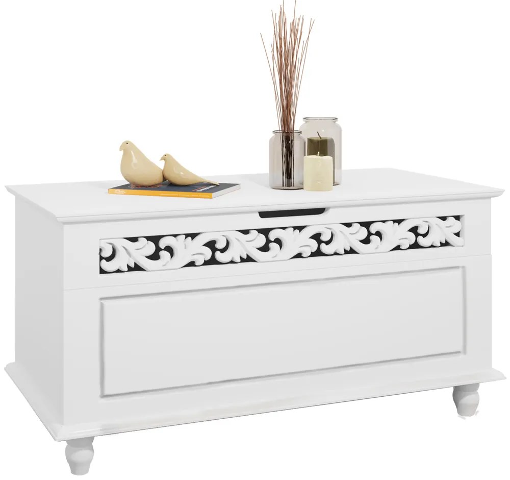 Ladă din lemn JERSEY, 80x40x48cm, alb Casaria