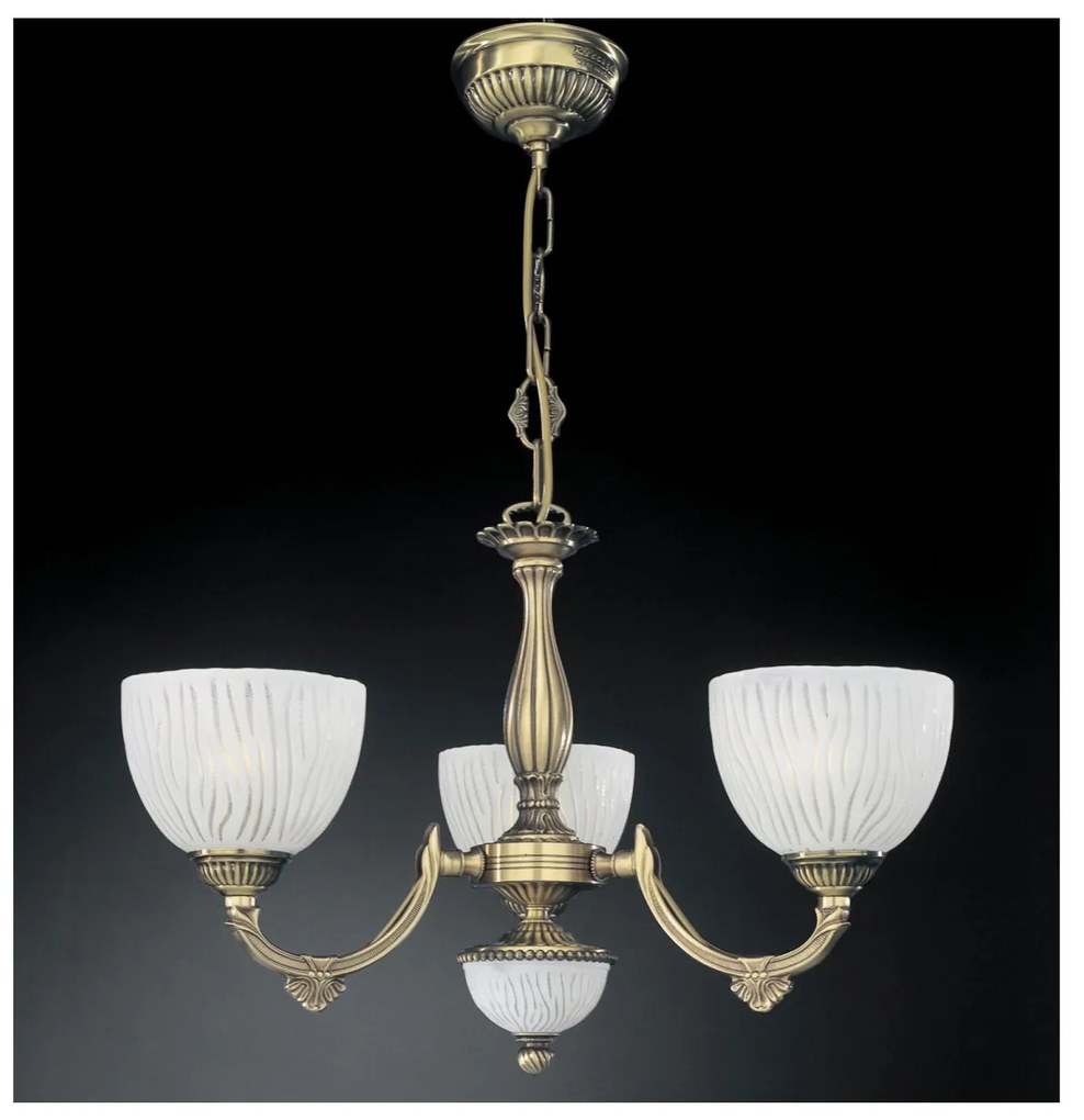 Candelabru cu 3 brate design clasic din alama si sticla 5600