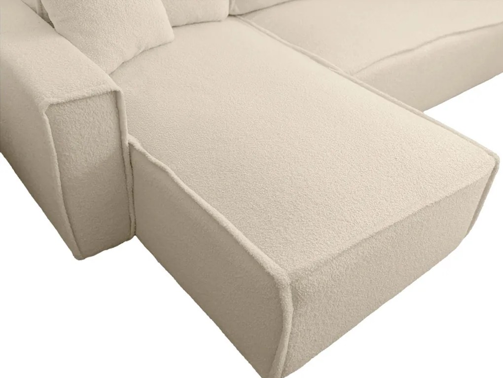 Set de canapea extensibila reversibila in forma de L SMART BOUCLE 232x143 cm, crem, clasa a II-a.