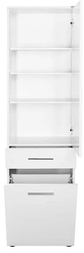 Dulap Baie cu cos de rufe Adore Diamond, usa reversibila, sertar, Alb Lucios, 52 x 38 x 187 cm