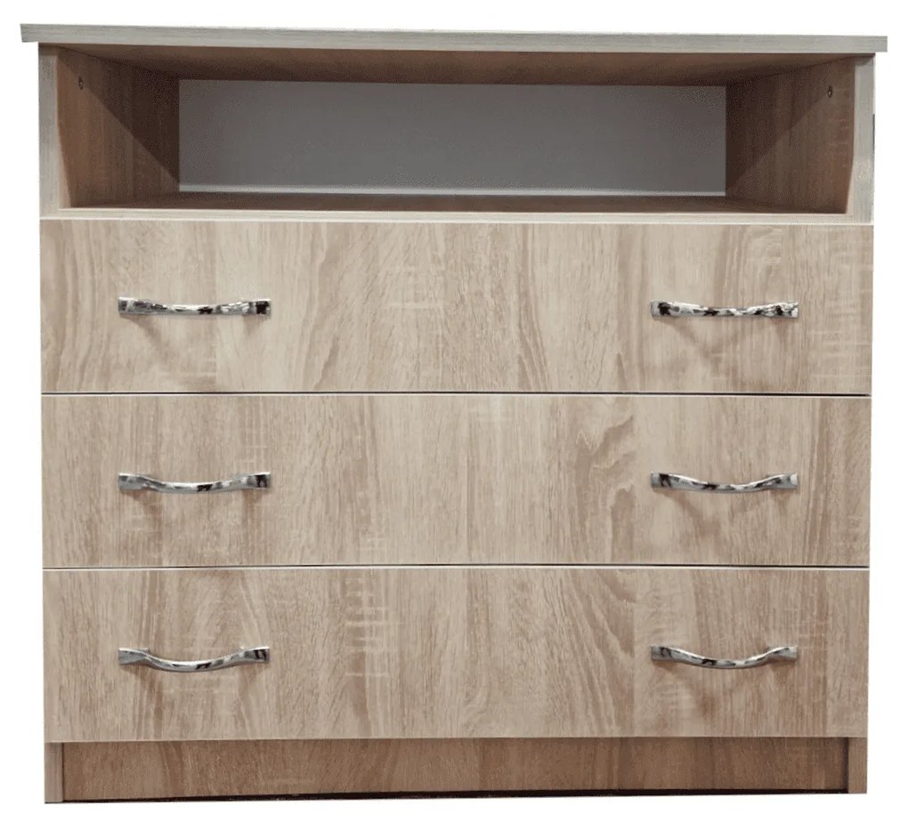 Comoda cu 3 sertare 80x80x45 cm, Culoare Sonoma