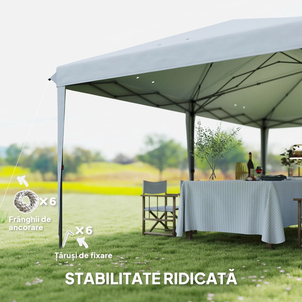 Outsunny Pavilion 6 x 3 m pop-up pliabil pentru grădină, geantă inclusă, oțel epoxidic, Oxford densitate mare, gri | Aosom Romania
