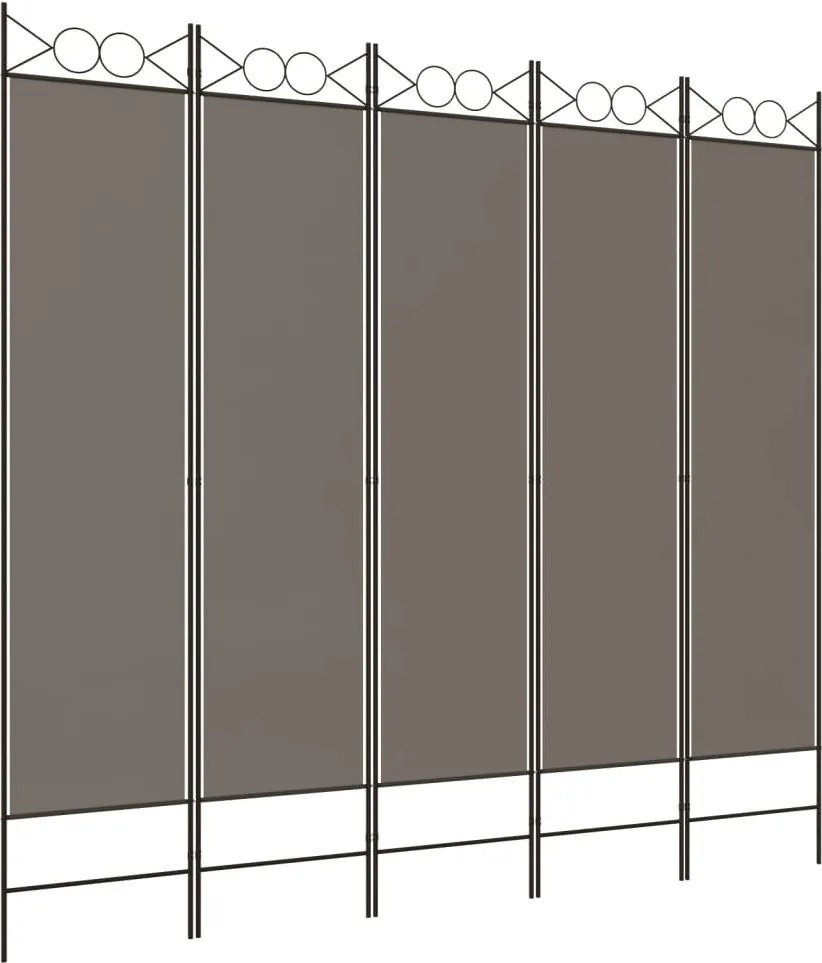 vidaXL Paravan de cameră cu 5 panouri, antracit, 200x200 cm, textil