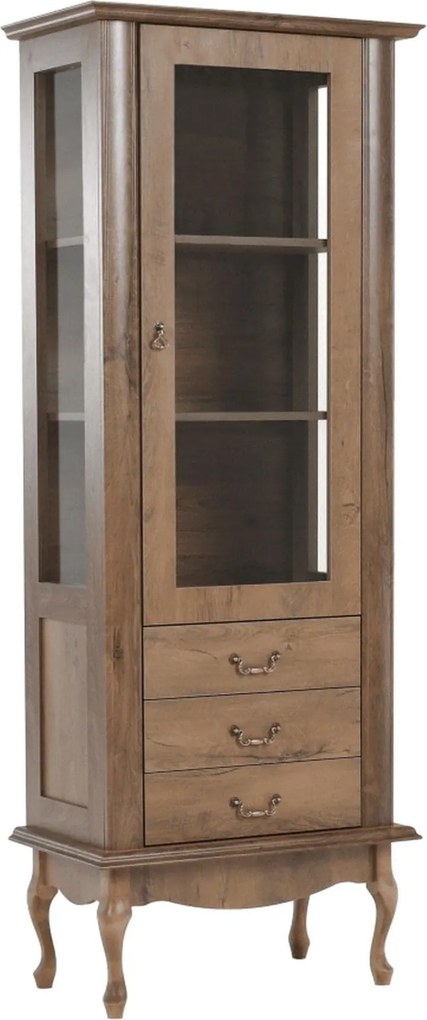 Vitrina VILAR DA4, stejar lefkas, DTD laminat, 75x42x196 cm