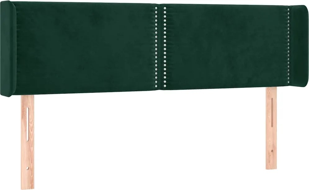 vidaXL Tăblie de pat cu aripioare verde închis 147x16x78/88 cm catifea