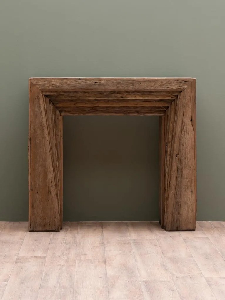 Consola pentru semineu, din lemn reciclat, aspect rustic, Asturias