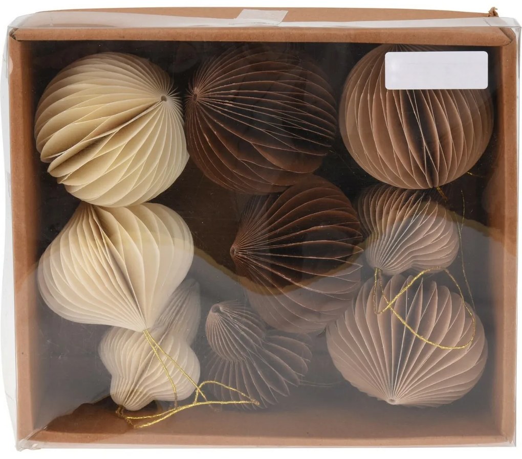 Set de ornamente din hârtie Ornaments bej, 8 cm, 9buc