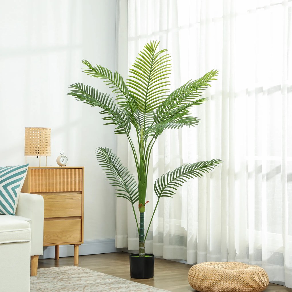 HOMCOM Palmă Artificială Areca înaltă de 150 cm, Plantă Falsă Realistă pentru Interioare cu Vas, Decorațiune pentru Casă și Birou, Verde | Aosom Romania
