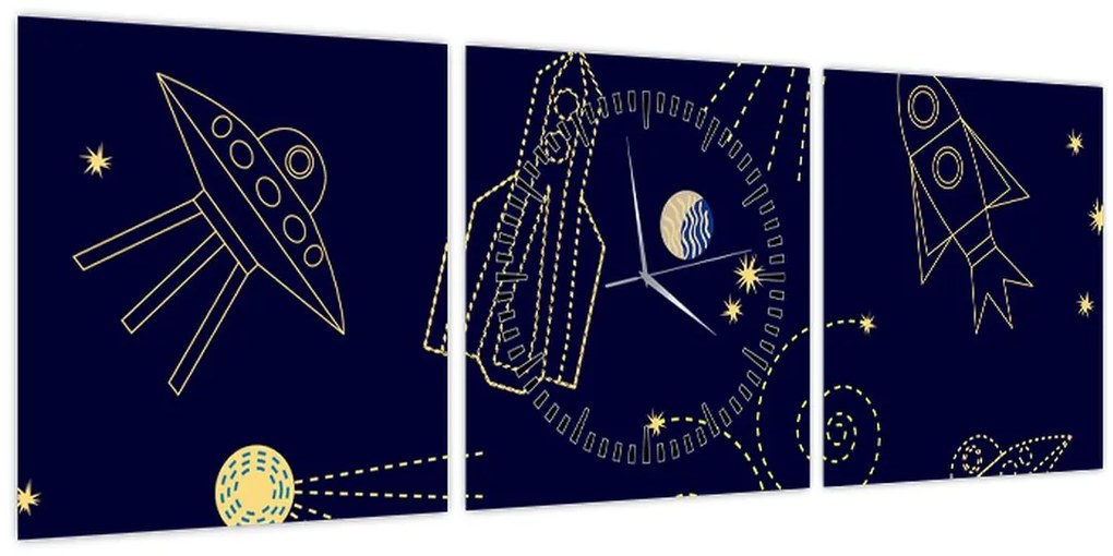 Tablou - Universul (cu ceas) (90x30 cm)