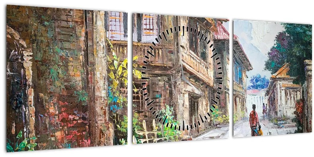 Tablou - Satul filipinez, Asia (cu ceas) (90x30 cm)