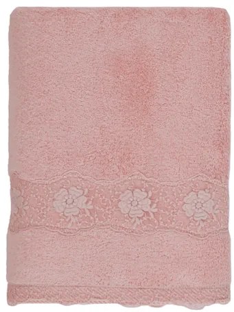 Prosop de corp STELLA cu dantela 85x150 cm Roz Trandafir / Pink Rose