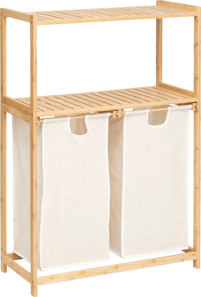 Raft din bambus cu coș pentru rufe TIDY BOX, 72 x 33 x 109 cm