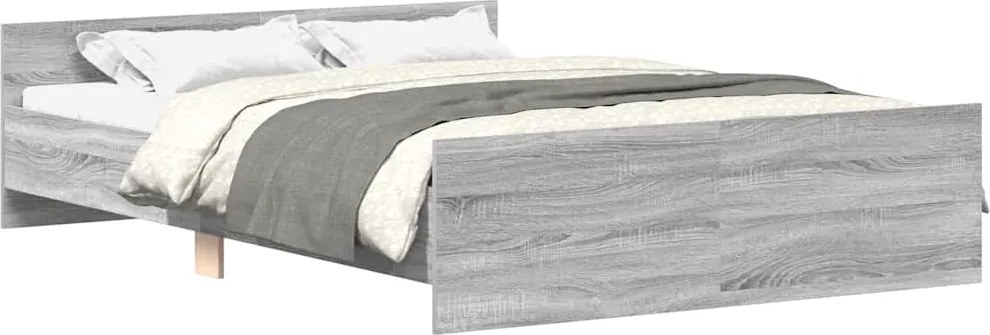 vidaXL Cadru de pat cu tăblie la cap/picioare, gri sonoma, 140x200 cm
