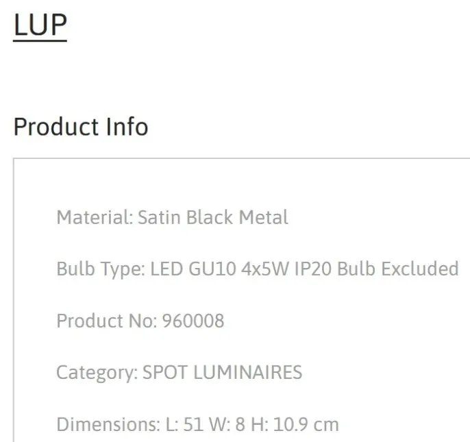 Plafonirea cu 4 spoturi design minimalist LUP negru