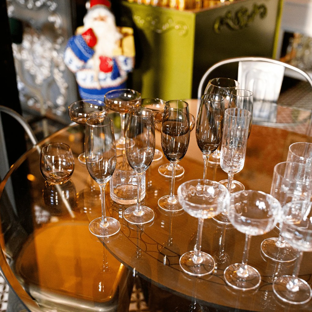 Pahare de şampanie, set de 6, 280 ml, gri deschis fumuriu, LILO TIP 2