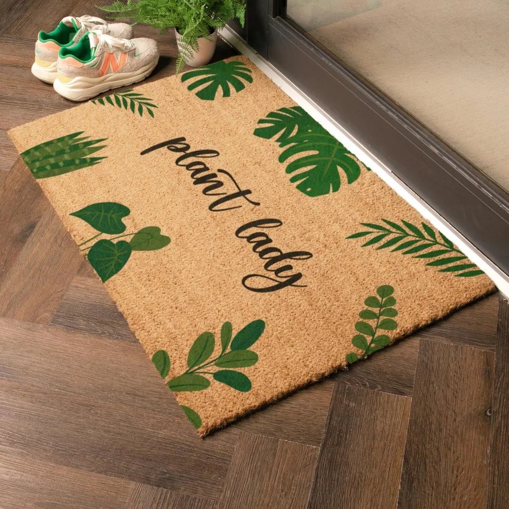 Covoraș de intrare din fibre de nucă de cocos 40x60 cm Plant Lady – Artsy Doormats