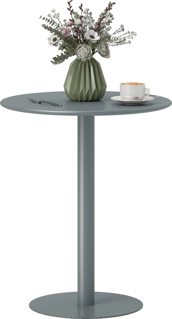 HOMCOM Masă rotundă pentru 2 persoane, oțel, pentru interior și exterior, gri | Aosom Romania