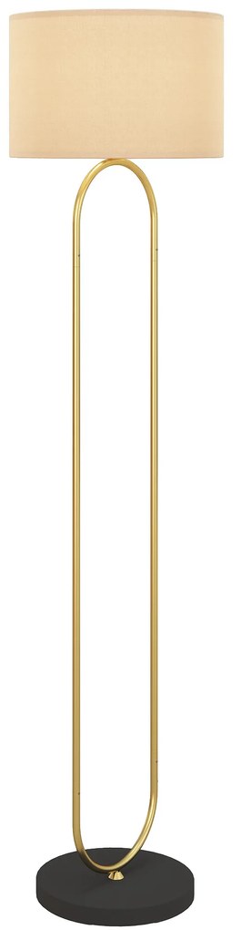 HOMCOM Lampadar abajur din in dulie E27 stil modern comutator la picior pentru salon si dormitor 156 cm aurit si negru | Aosom Romania