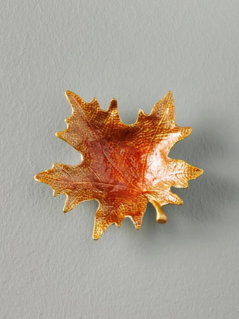 Tavita decorativa, forma de frunza, din cositor, 12 cm, Autumn