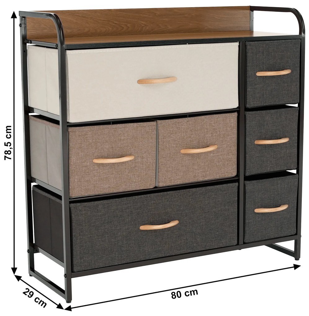 Comoda cu sertare din material textil, bej/maro deschis/maro inchis, HAZEL TYP 3