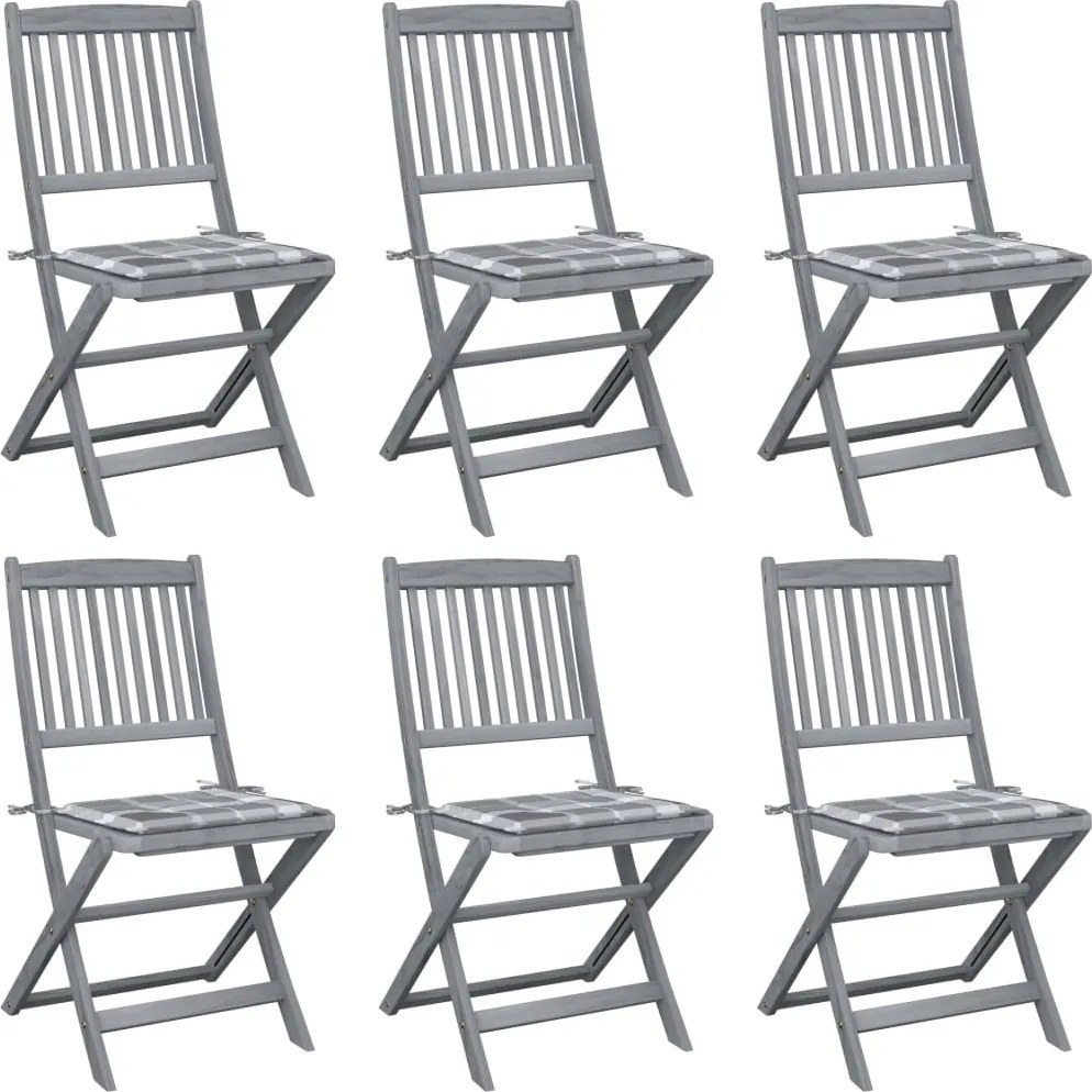 vidaXL Scaune pliante de exterior cu perne 6 buc. lemn masiv de acacia