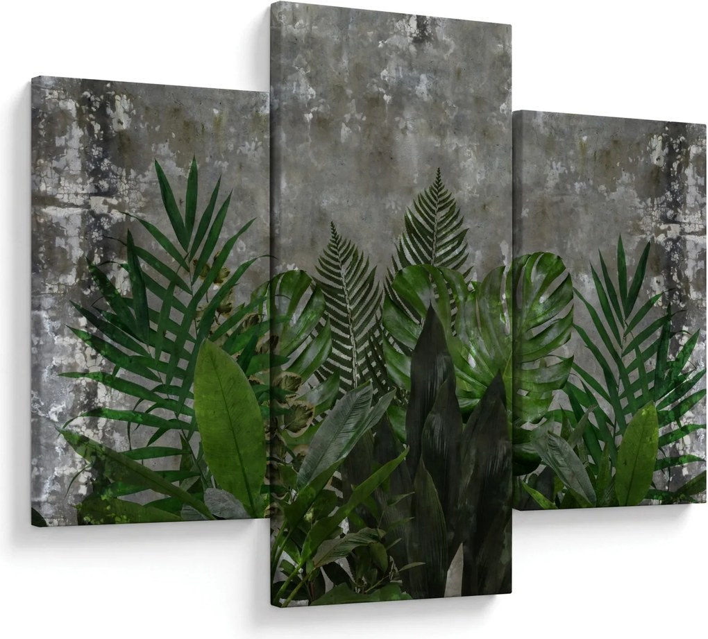 Tablou - Zid de beton cu plante (90x60 cm)