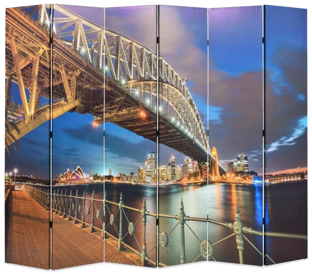 245868 vidaXL Paravan de cameră pliabil, 228 x 170 cm, Sydney Harbour Bridge