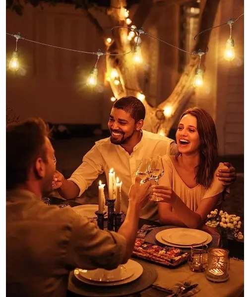 Lanț LED decorativ de exterior BAJA ST64 10xE27/1W/230V 10,9m IP44 alb cald