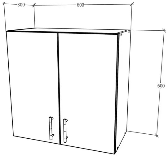 Corp Superior Karo, 2 Usi, Gri Lucios/Alb, MDF, 60 x 30 x 60 cm