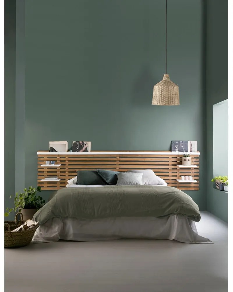 Tăblie de pat albă/în culoare naturală din lemn masiv de pin 240x62 cm Nidra – Marckeric