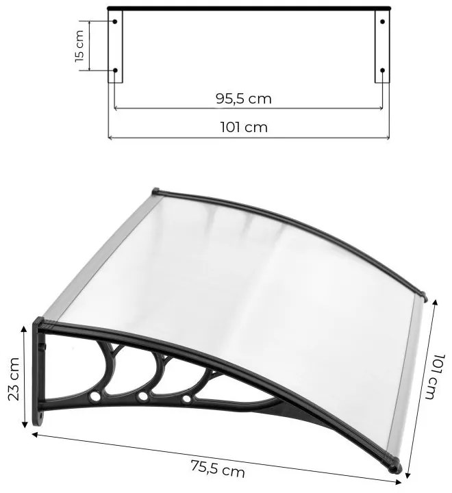 Acoperiș deasupra ușii din față - policarbonat Šírka: 80 cm | Dĺžka: 150 cm