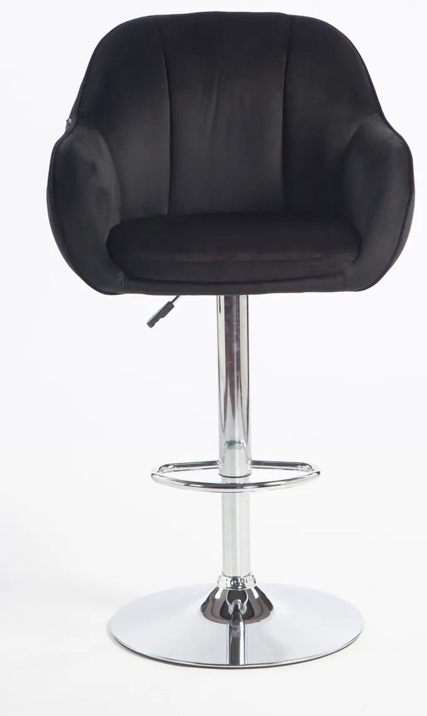 HR2055W Scaun Neagră din Catifea cu Bază Cromata