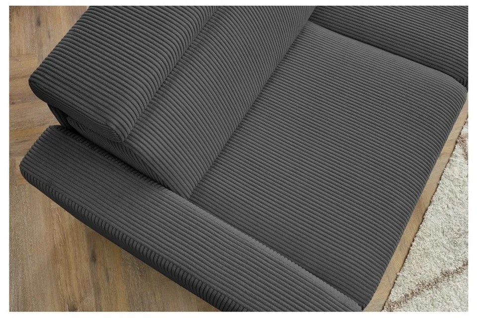 Colțar gri închis extensibil cu tapițerie din catifea reiată (cu colț variabil) Monaco – Bobochic Paris