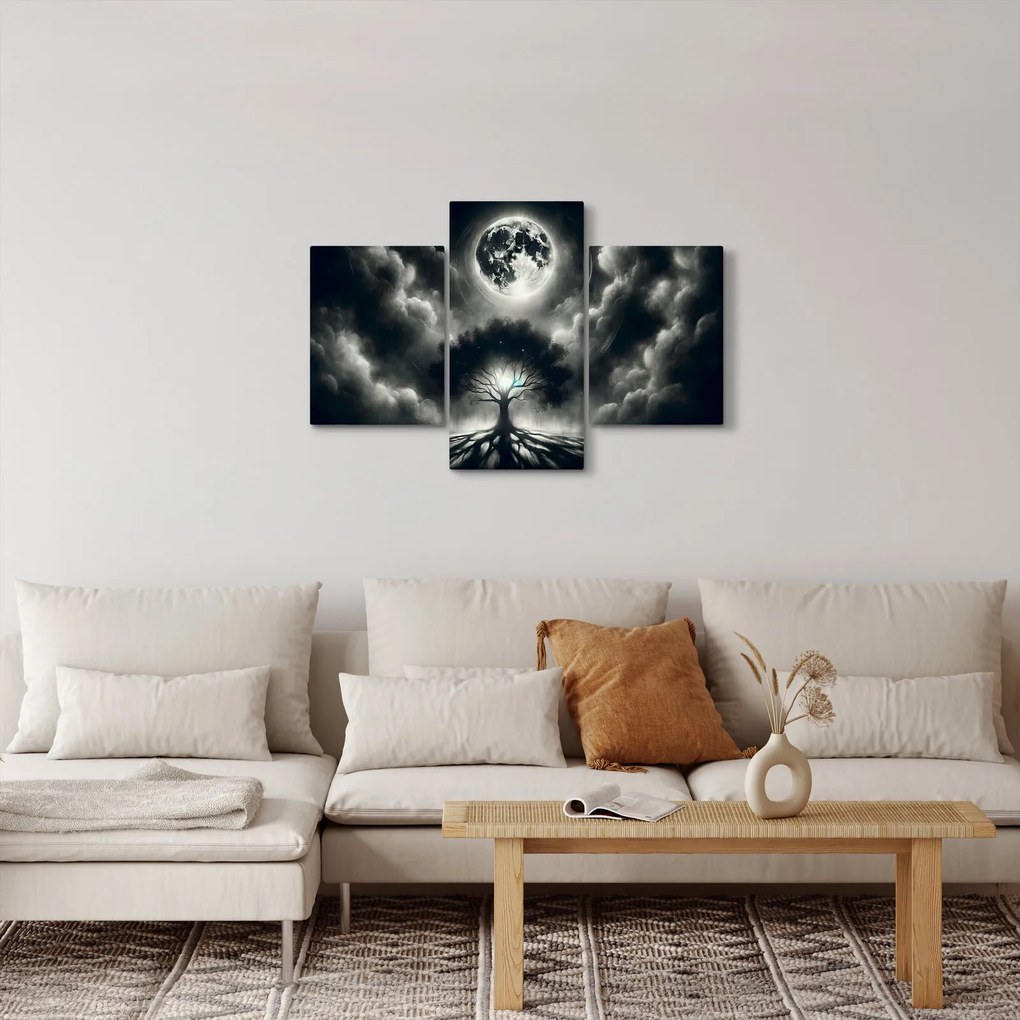 Tablou – Arbore alb-negru în lună plină (90x60 cm)