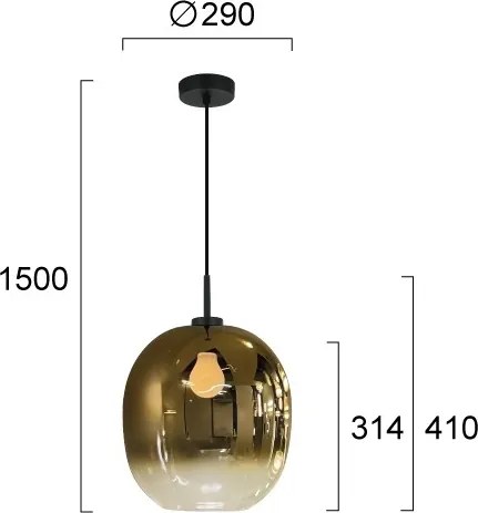 Lustră suspendată pe cablu MIRROR 1xE27/14W/230V auriu fumuriu